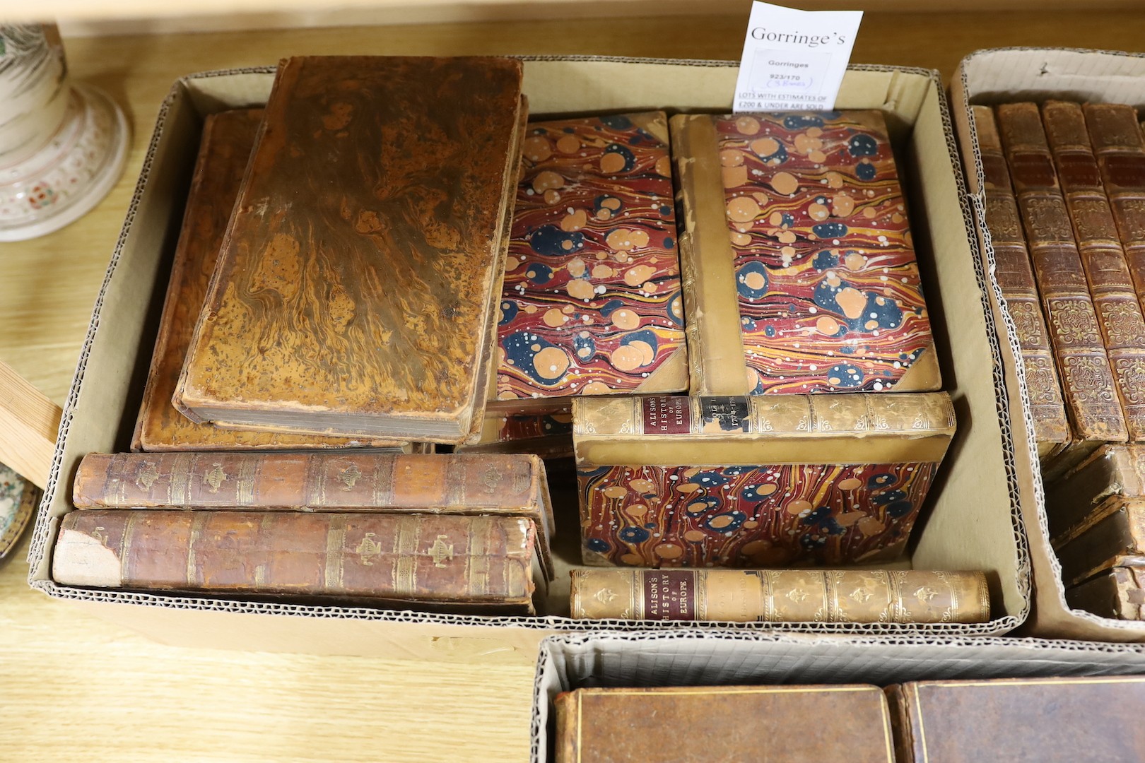 Rapin De Thoyras, M. - The History of England. Translated ... by N. Tindal ... 4th edition, 18 vols. (only, ex.21). without the plates (etc); contemp. gilt calf. 1757-59; together with 35 other leather bound volumes